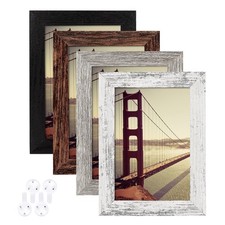4x6 Picture Frame Distressed Farmhouse Wood Pattern Set of 4,Display 3.5x5 wi...