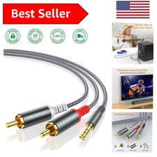 6.6 Feet Braided RCA to 3.5mm AUX Cable - High-Quality Stereo Audio Splitter
