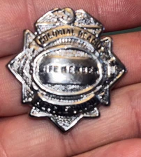 Vtg Obsolete Colonial Beach Rescue Squad Metal Pin Badge Life Member Potomac EUC