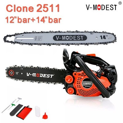 V-MODEST 2511 12''&14'' Bar Compact Top Handle Gas Chainsaw 25CC Climbing Saw