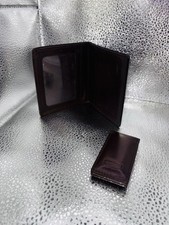 Coach Brown Leather Money Clip and Wallet for Men