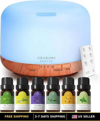 500ml Ultrasonic Oil Diffuser with Essential Oils Set for Home or Office