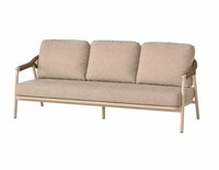 Modernes 3-Sitzer Gartensofa Beige Geflecht Polstersofa Terrasse