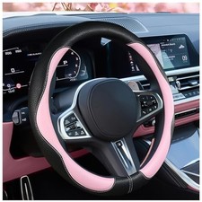 SuperKaKa Car Steering Wheel Cover 2025, Universal Auto PU Cute Breathable Pink