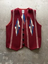 Ortega's Southwestern Chimayo Vest Size 40 Red Wool Native American