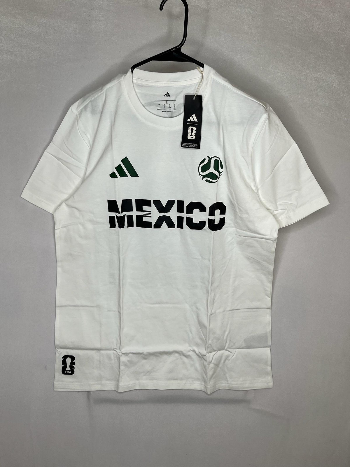 Mexico Shirt Mens Large White Soccer Adidas FIFA Official Graphic Logo Tee