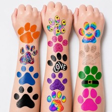 96PCS Paw Pre-Cut Temporary Tattoos for Kids - Dog Cat Themed Normal