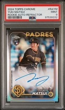 2024 Topps Chrome Yuki Matsui Refractor /499 AUTO PSA 9 Rookie RC Padres #RA-YM