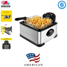 4.5 Liter Deep Fryer w/Basket Strainer, XL Jumbo Size, Adjustable Temperature...