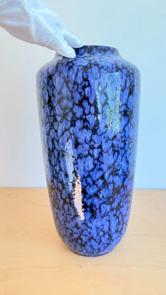XXL FAT LAVA Vase  Scheurich WGP Bodenvase in blau Lava Glasur Sammlerstück - Bild 4 von 4
