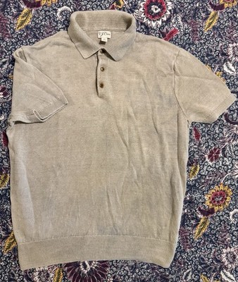 J. Crew Mens Polo Shirt Hemp Blend  Short Sleeve  Khaki Small