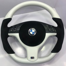 Bmw E60 E61 E63 E64 M Sport White Carbon Fiber Alcantara Steering Wheel Auto