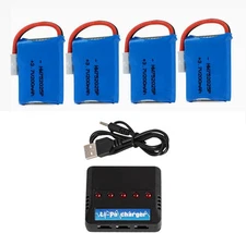 3.7V 200mAh Li Po Battery for RC Drone Battery 4 Pack with 5 in 1 Smart