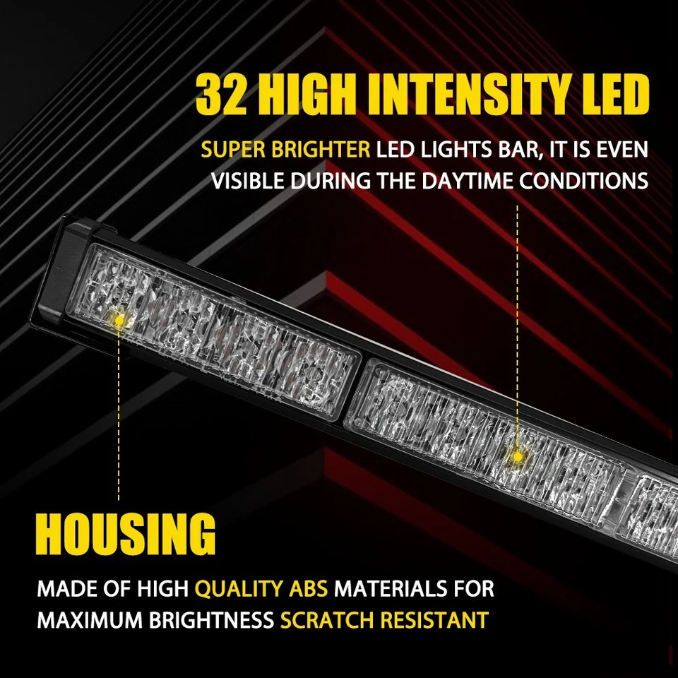 2 аварийных стробоскопических фонаря на 16 светодиодов боковые для крыши желтые/белые предупреждающие - Изображение 3 из 4