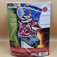 Bucilla Plaid 18" Felt Stocking Kit Christmas Ice Skaters Tree Holly 86357 2012