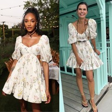 ZIMMERMANN Jeannie Blooming Floral Cutout Open Back Fit Flare Mini Dress Size 8