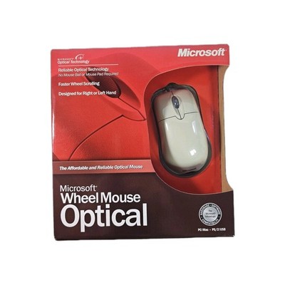 Vintage 2002 Microsoft Wheel Mouse Optical PC/Mac WO 120294 PS/2 USB SEALED NEW