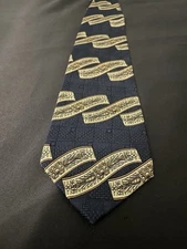 Cellini Linea Uomo 100% Silk Blue and Brown Geometric Pattern Neck Tie New