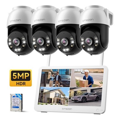 5MP FUNK WLAN Außen Überwachungskamera Set mit NVR 12'' Monitor 10CH 500G HDD