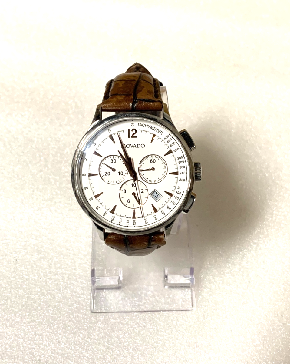Movado Circa 35.1.14.1184 Chronograph 42mm White Dial Brown