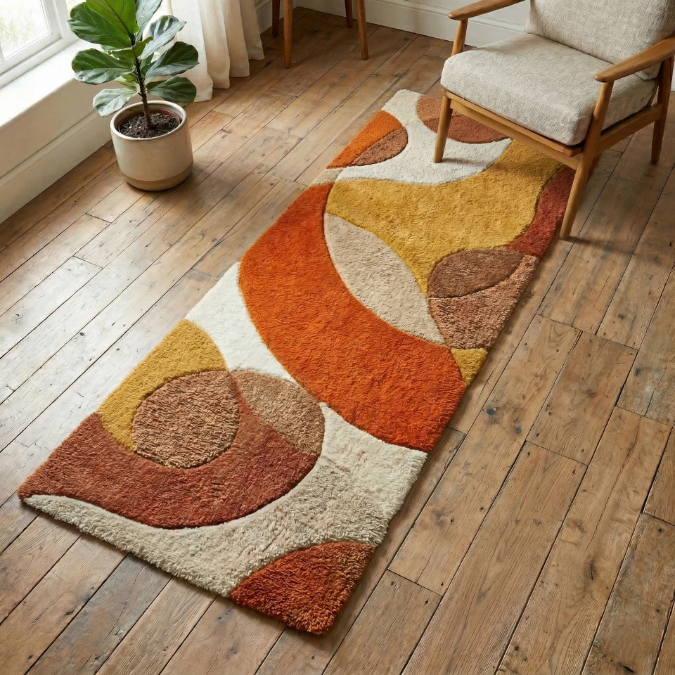 Tapis en laine touffeté à la main 9 x 12 tourbillon abstrait moderne du milie... - Photo 4/4