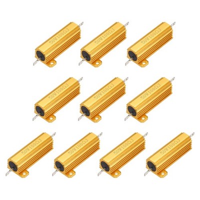 10pcs 50W 100 Ohm 5% Aluminum Housing Case Resistor, Wirewound Resistors Gold