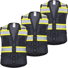 ProtectX Hi-Vis Safety Vest 3-Pack; 6 Pockets, ANSI Class 2, Lightweight