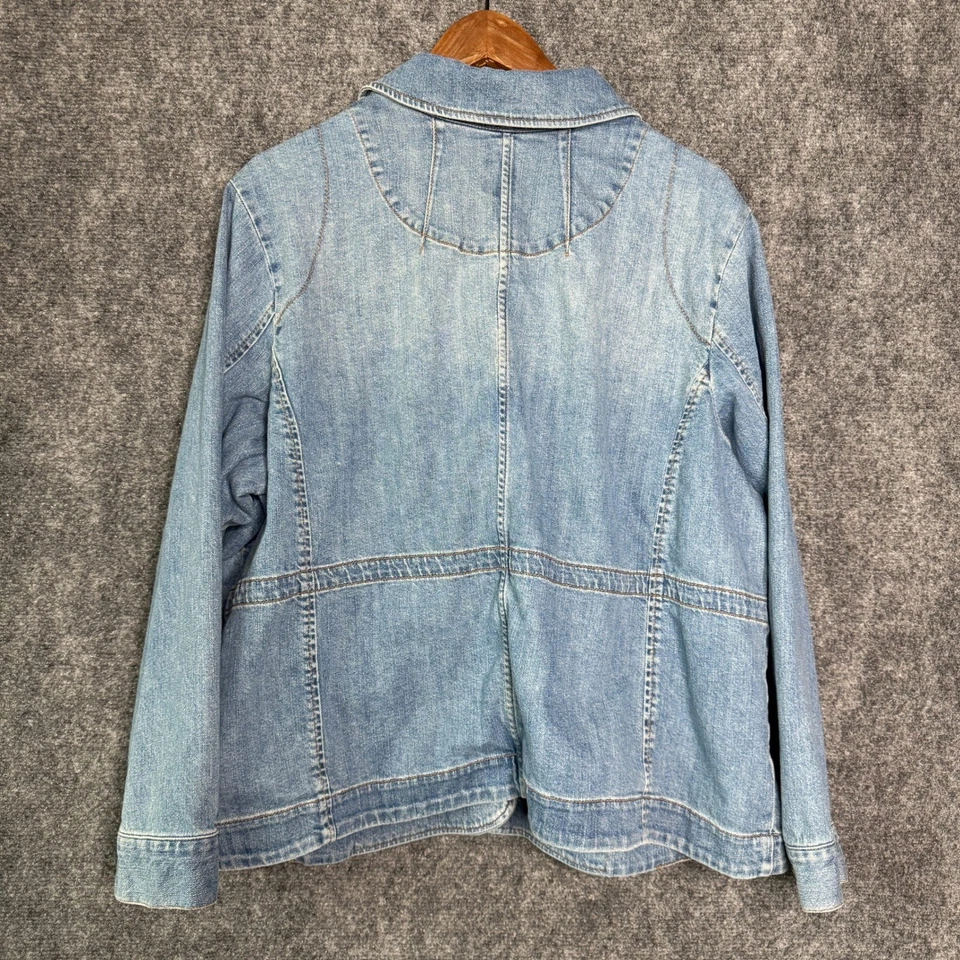 Chaqueta de mezclilla J.Jill para mujer 2X talla grande botón delantero denim informal dobladillo curvo Foto 2 de 4