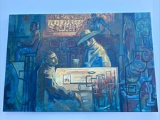 LARGE BAR PAINTING MODERNIST AGOSTINO EXPRESSIONIST CUBIST CUBISM LIQUOR PEOPLE