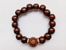 NEW ANIMAL PRINT WOOD  10MM BROWN WOOD BEADED BRACELET, BUY ANY 2 GET 3RD FREE