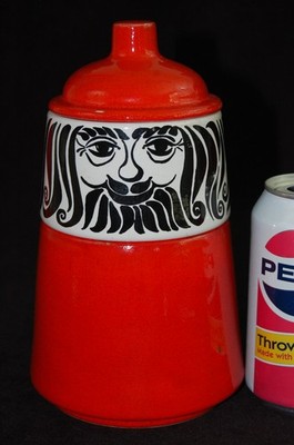 Jasba 3pc Rare MCM Face stacking Lava Jar w/Lid German Pottery 220809/220806 Vtg