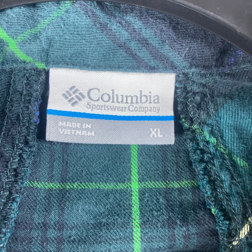 Columbia Men's Dress Shirt XL Green Plaid Cotton Button-Down - Image 3 of 4