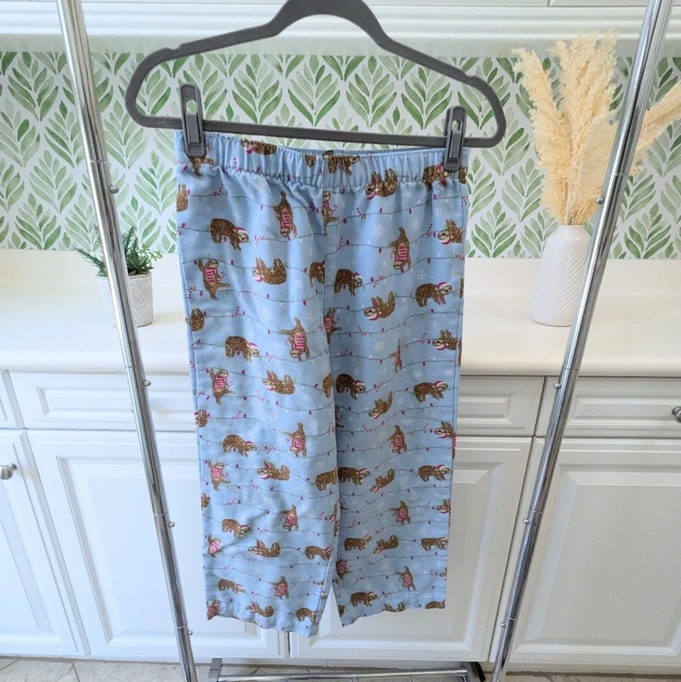 Girls Lands End Sloth Christmas pajama pants 16 - Image 3 of 4