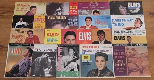 Elvis Presley RCA Records 45 rpm w/ picture sleeves Lot of 17 Hound Dog