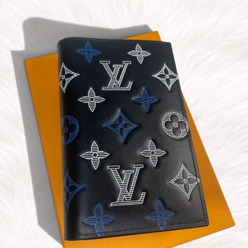 Louis Vuitton Navy Blue Monogram Passport Cover W/B Free S & H Louis Vuitton Navy Blue Monogram Passport Cover W/B Free S & H