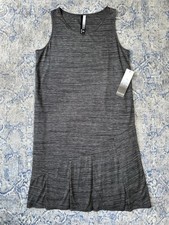 Kensie Women's Sz M Sleeveless Gray Asymmetrical Pleated Bottom Shift Dress NWT