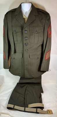 USMC Marine Corps Dress Alpha Service Jacket Shirt, Pants belt included Mens 41R