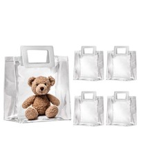 10 Pack 8x3.1x8 Inches Clear Gift Bags Waterproof Gift Wrap Bags With White Leat