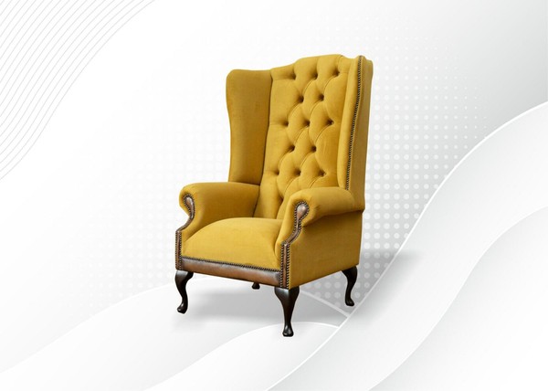 Sessel Chesterfield Couch Sofa Textil Lounge Club Polster Gelb Luxus Ohrensessel-image