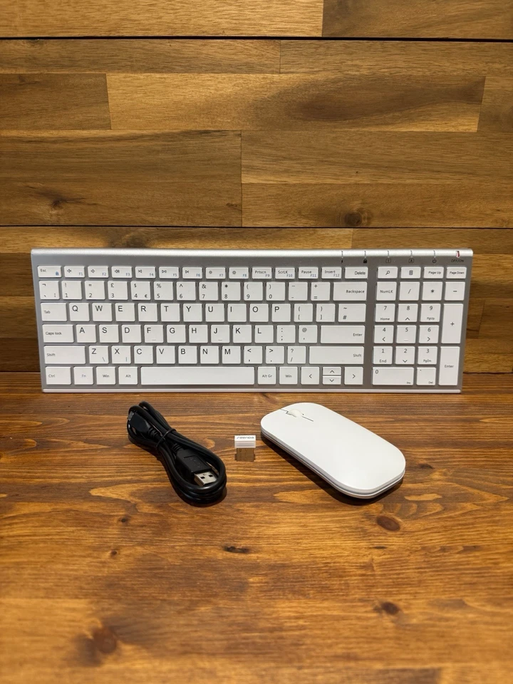 Kabellose Tastatur Maus Set Seenda WGJP-031B Ultra Dünn Kompakt Wiederaufladbar