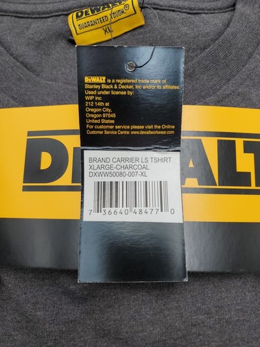 Pack of 2 DeWALT Unisex XL Charcoal And Black Blend Long Sleeved T-Shirts - Picture 8 of 8