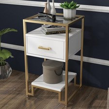 Nachttisch 3Ebenen mit Schublade Couchtisch Beistelltisch Sofatisch Nachtschrank