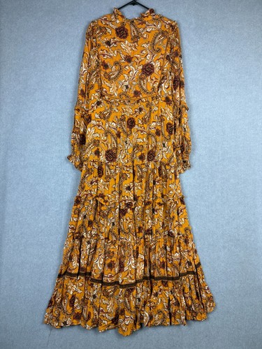 Spell & The Gypsy Dress Womens Large Brown Beige Etienne Sienna Maxi Paisley - Picture 4 of 8