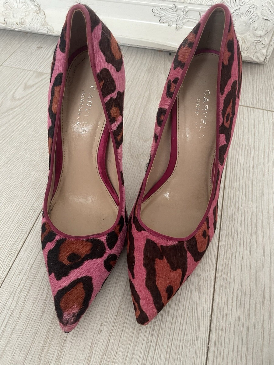 Kurt Geiger Carvela Pink animal printPony Hair Stiltoe Heels UK