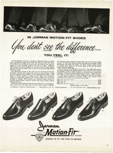 1963 JARMAN Motion Fit men's dress shoes Vintage Print Ad