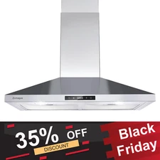 30inch Wall Mount Range Hood 450CFM Stainless Steel Vent Touch Panel 3-Speed NEW