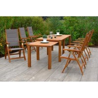 Merxx GartenmöBel Acapulco Set 7Tlg. 6 Klappsessel + 1 Flex Ausziehtisch