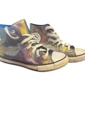 Converse All Star Junior Size 3 Iridescent Metallic High Top Lace Up Shoes