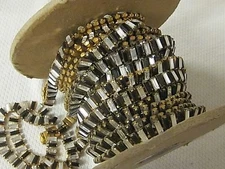 Ft Vtg 8x3mm RARE Swarovski JET CRYSTAL Baguette Rhinestone Chain Brass Setting