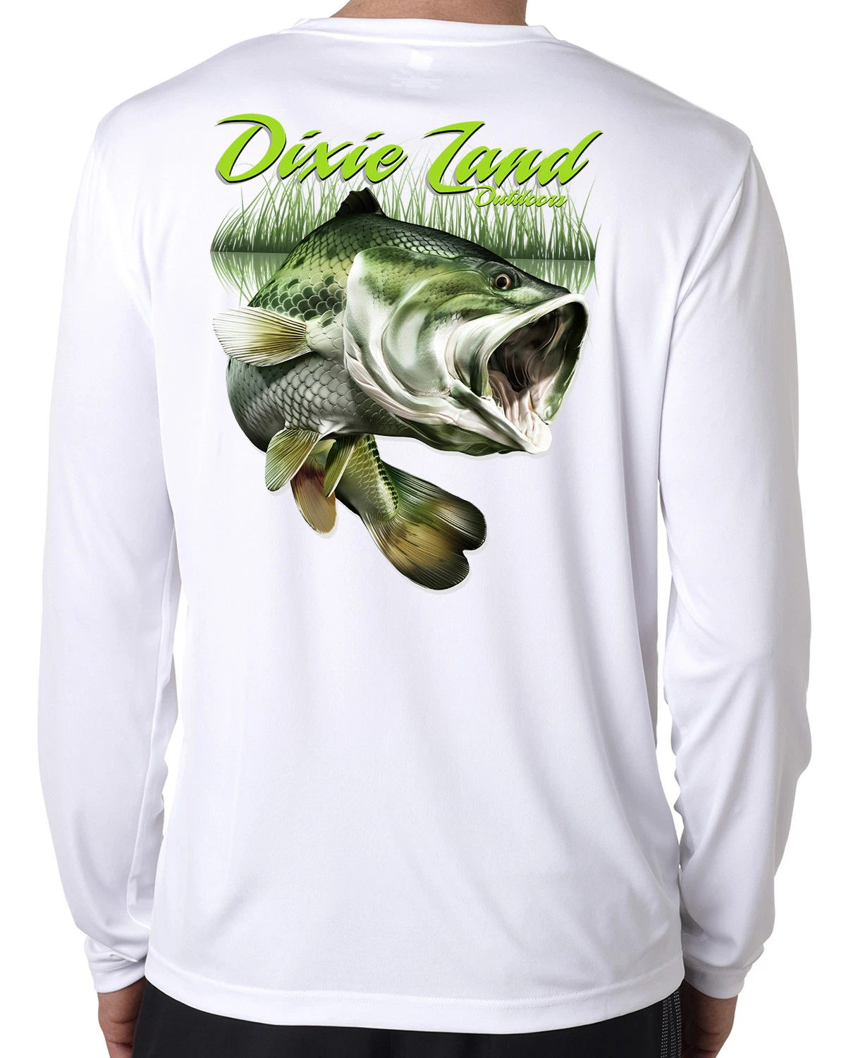 Bass fishing long sleeve t shirt 50+ uv polyester Dixie Land Outdoors